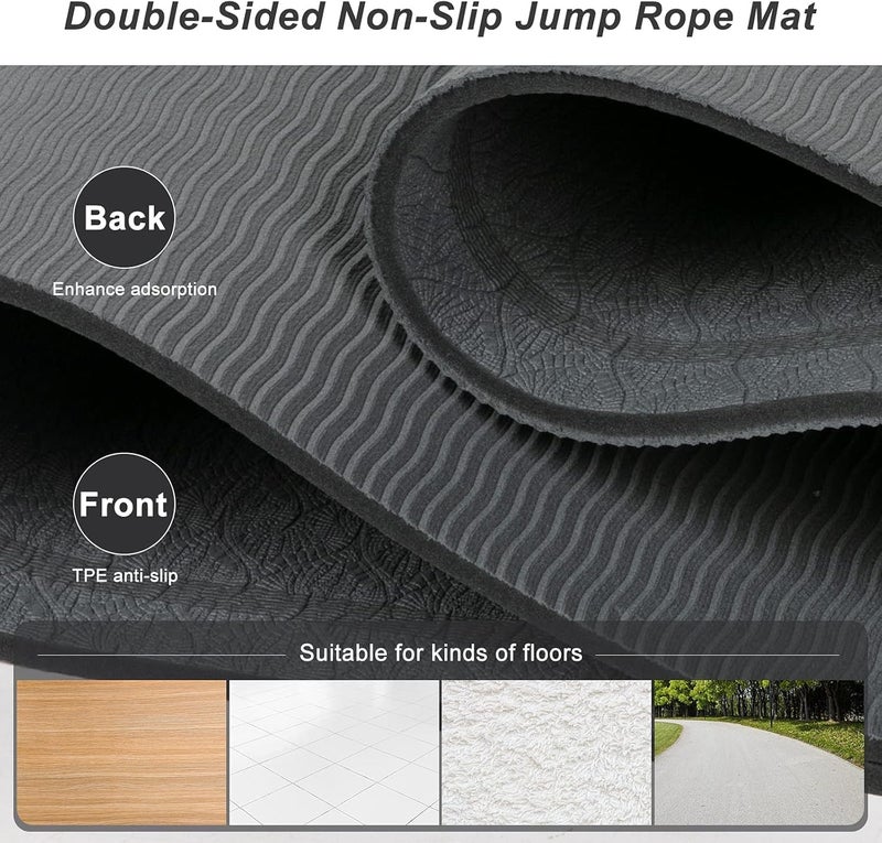 dofopo Jump Rope Mat 71"/63"x24" Larger Non-Slip Indoor Outdoor Exercise Fitness Mat, High-Density Workout Shock Absorption for Home Gym Flooring Concrete Jumping Rope - Image 4